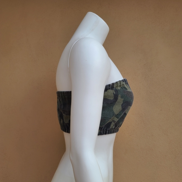 Fashion Nova Camo Oversized Zipper Front Tube Top XS Crop Denim Cotton - Picture 4 of 14